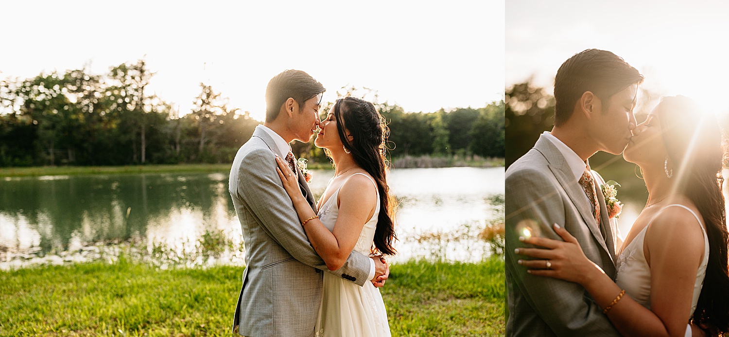 Couple at sunset during golden hour with Houston wedding photographer. 