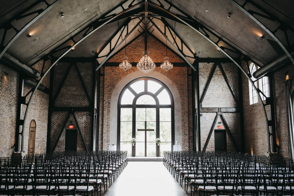 Interior of the Iron Chapel at Iron Manor | Industrial and classy wedding venues in Houston, Texas