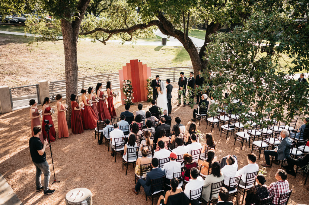 Wedding ceremony at Sunset Coffee Building in Houston, Texas